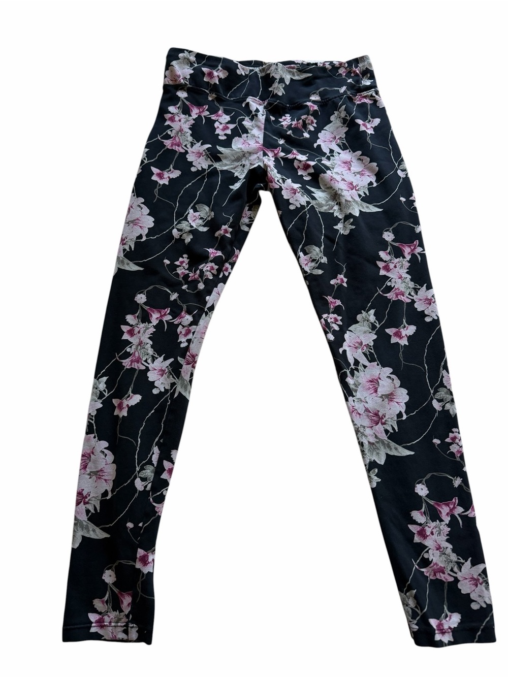 Kismet Black Floral Cotton Stretch Leggings Size Large